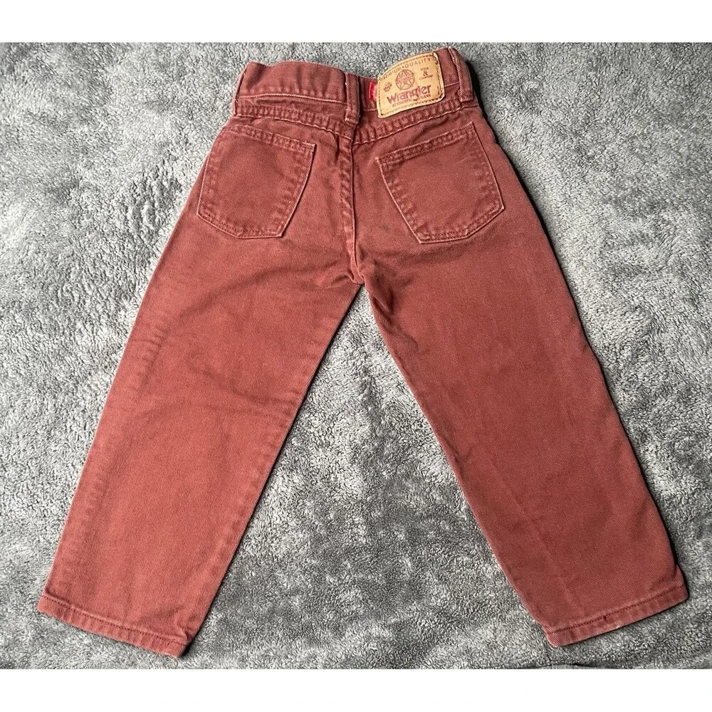 Vtg Wrangler 80s/90s 4 Slim Red Rust Jeans 928L88R Denim Made In USA 3T-4T